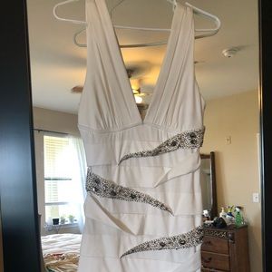 LIKE NEW White Bejeweled Fitted Party Dress